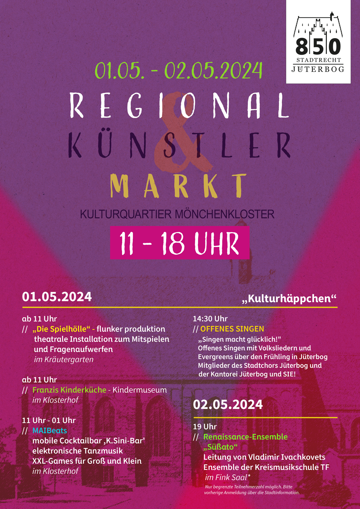 1./2. Mai Künstlermarkt am Mönchenkloster